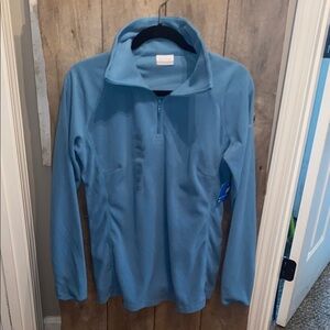 NEW COLUMBIA Blue Quarter-Zip lightweight fleece Pullover SZ L